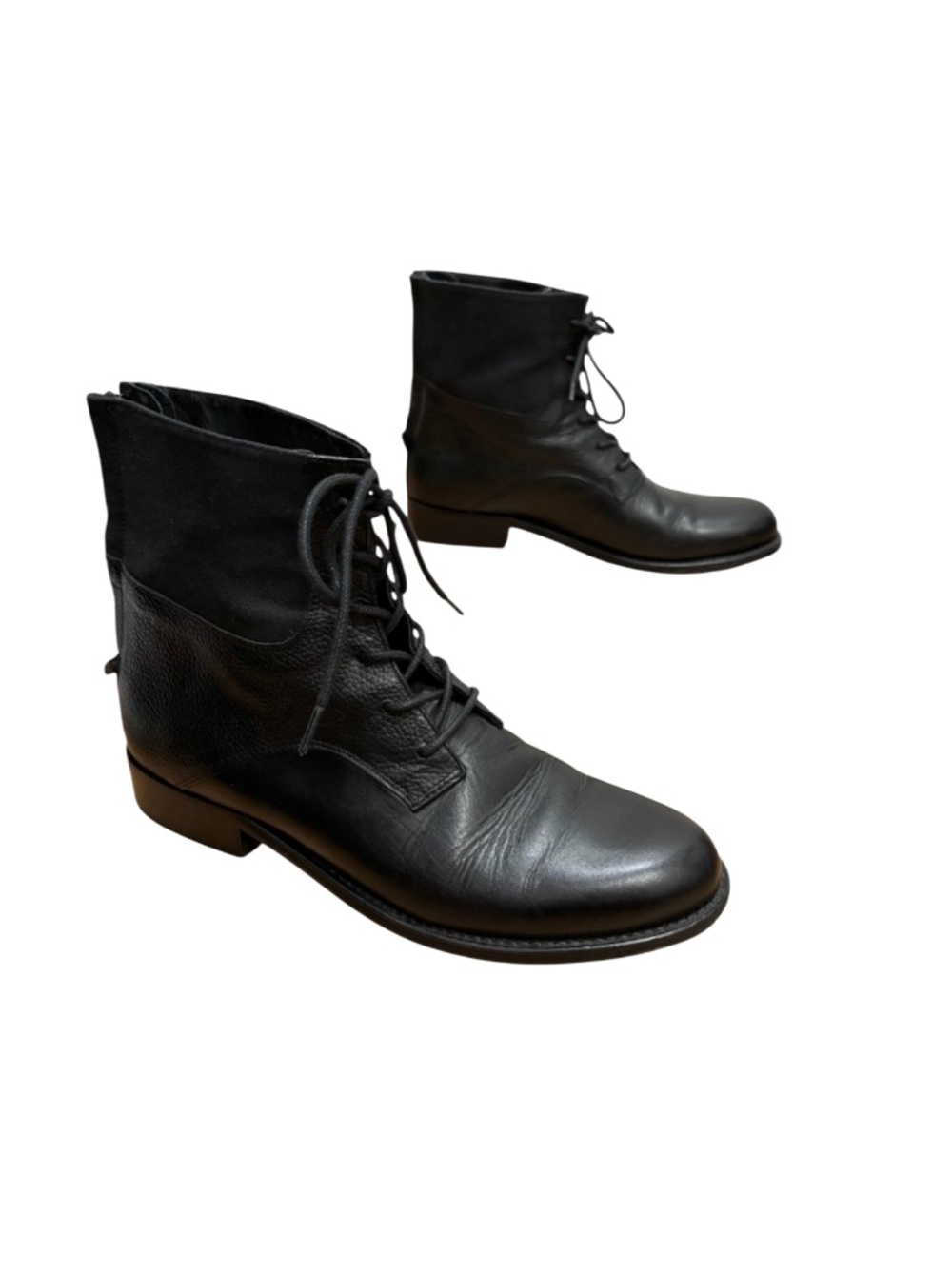 Whyred Black Leather Combat Lace Up Boots
